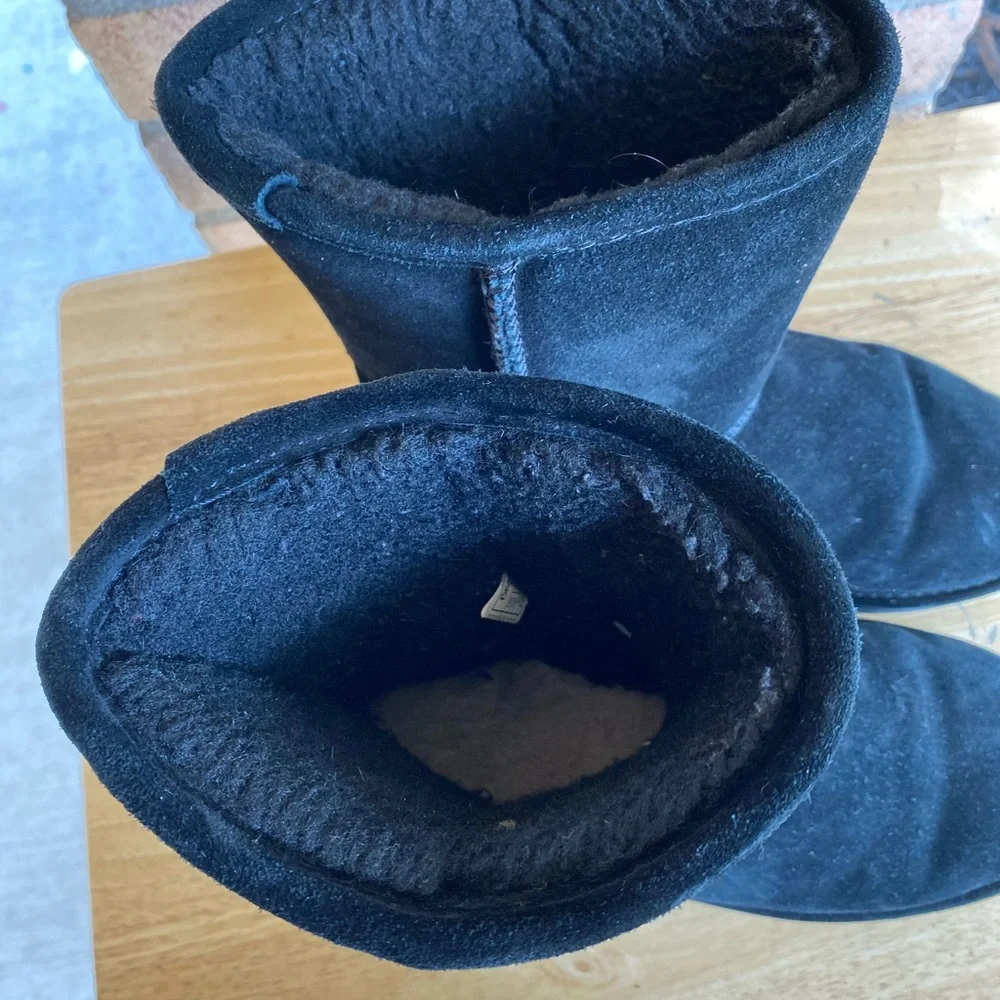 BearPaw Black Dorado II Suede Leather Sherpa Lined Boots Size 8